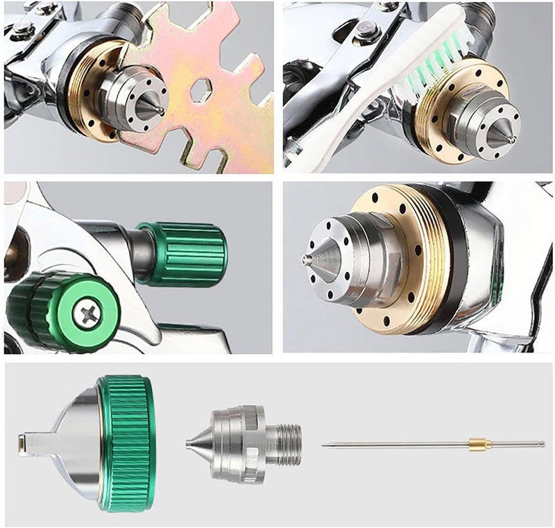 ENDOZER Professional HVLP Spray Gun Set Gravity Feed Air Spray Gun with 1.4, 1.7, 2.0mm Nozzles 20oz 600cc with Gauge for Auto Paint, Primer, Clear/Top Coat & Touch-Up (Not Suitable for Latex Paint) - Image 3